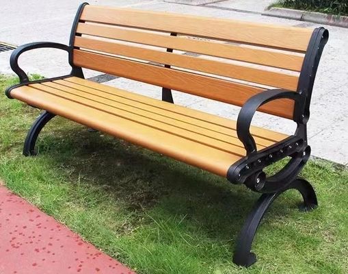 Dış Mekan Modern Salon Uzun Ahşap Depolama Tezgahı WPC Masa Sandalye Bahçe Kamu Parkı Metal Ahşap Demir Çelik Plastik